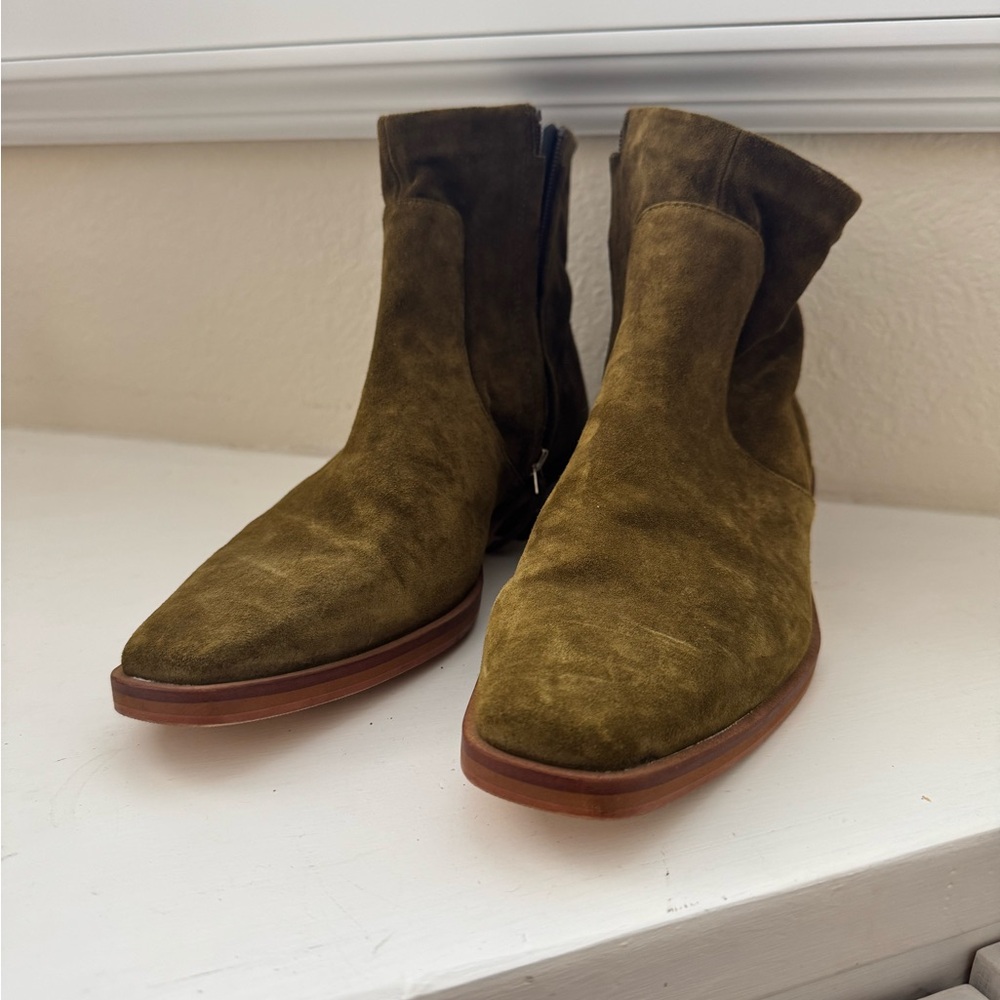 Olive Suede and Leather Boots | Made in Italy
